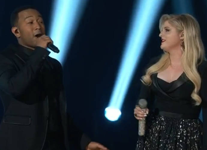 John Legend and Meghan Trainor perform at the 2015 Billboard Music Awards