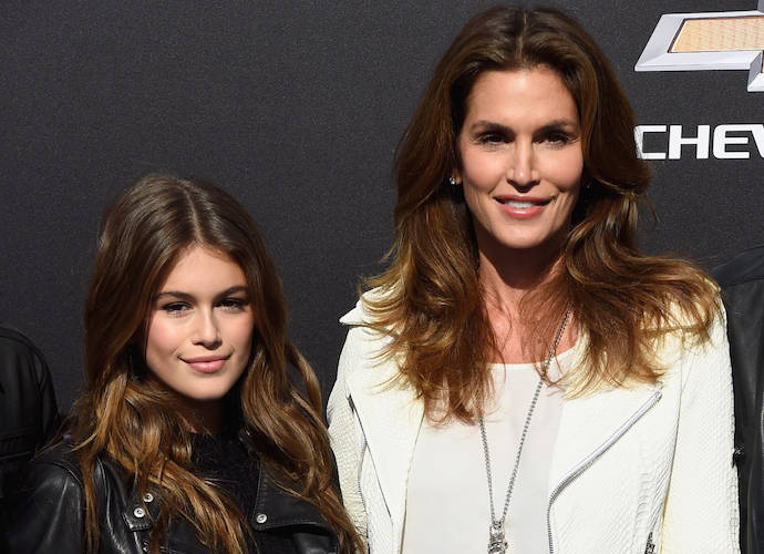 ANAHEIM, CA - MAY 09: Model Cindy Crawford (R) and daughter Kaia Gerber attend the premiere of Disney's 