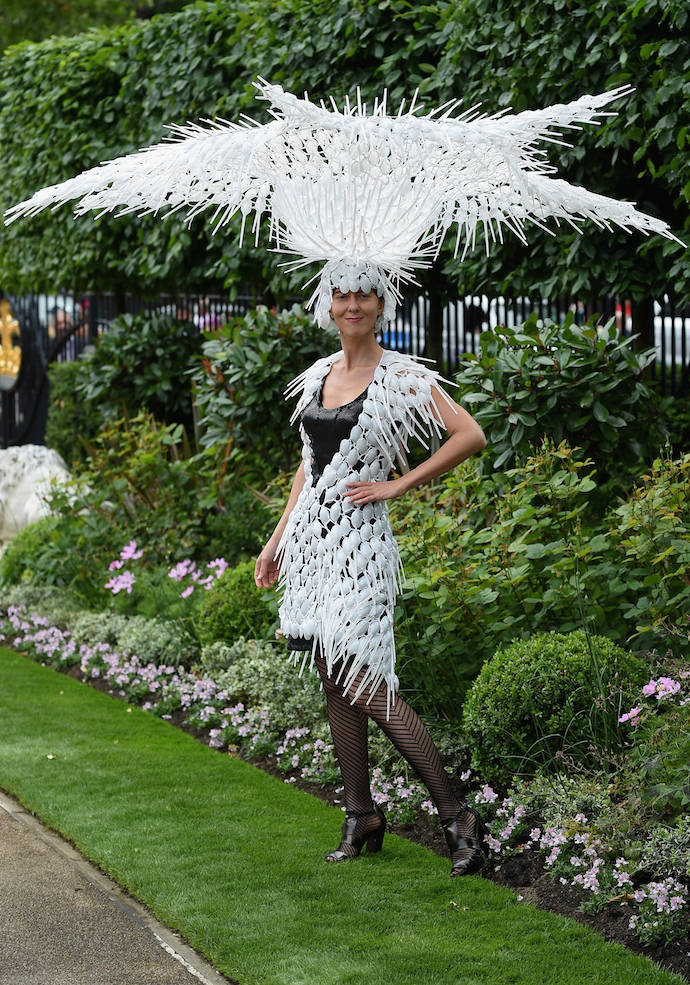 Woman Wears Outfit Made Out Of Plastic Spoons To Attend Royal Ascot