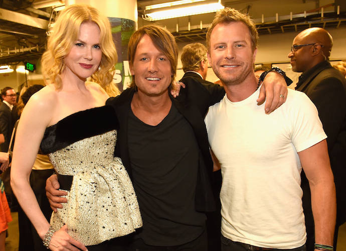 NASHVILLE, TN - JUNE 10: (L-R) Nicole Kidman, Keith Urban and Dierks Bentley attend the 2015 CMT Music awards at the Bridgestone Arena on June 10, 2015 in Nashville, Tennessee. (Photo by Rick Diamond/Getty Images for CMT)