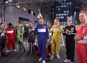 Justin Bieber and Jimmy Fallon compete in nascar 500 race