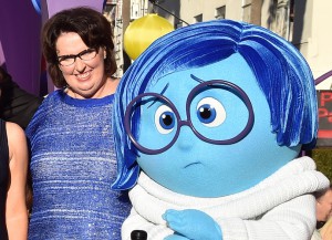 Phyllis Smith with Sadness at the Inside Out premiere