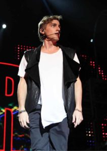 Kendall Schmidt of Big Time Rush performs during the 'Big Time Rush with Cody Simpson' concert at Molson Canadian Amphitheatre.