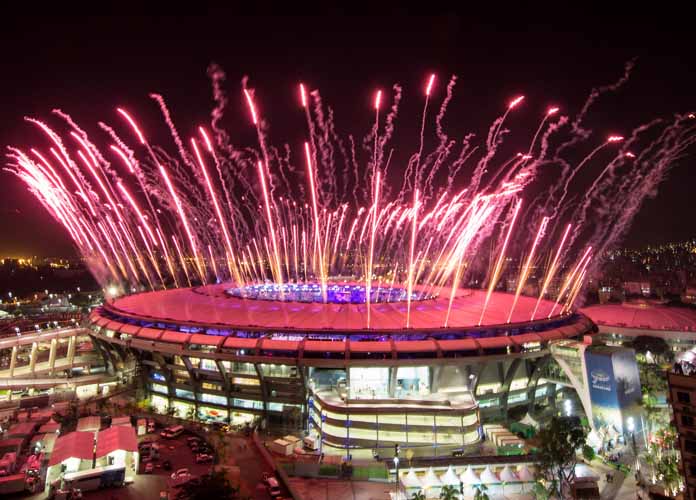 Rio 2016: Fireworks Explode Over Rio's Maracana Stadium During The 2016 Olympic Games Opening Ceremony