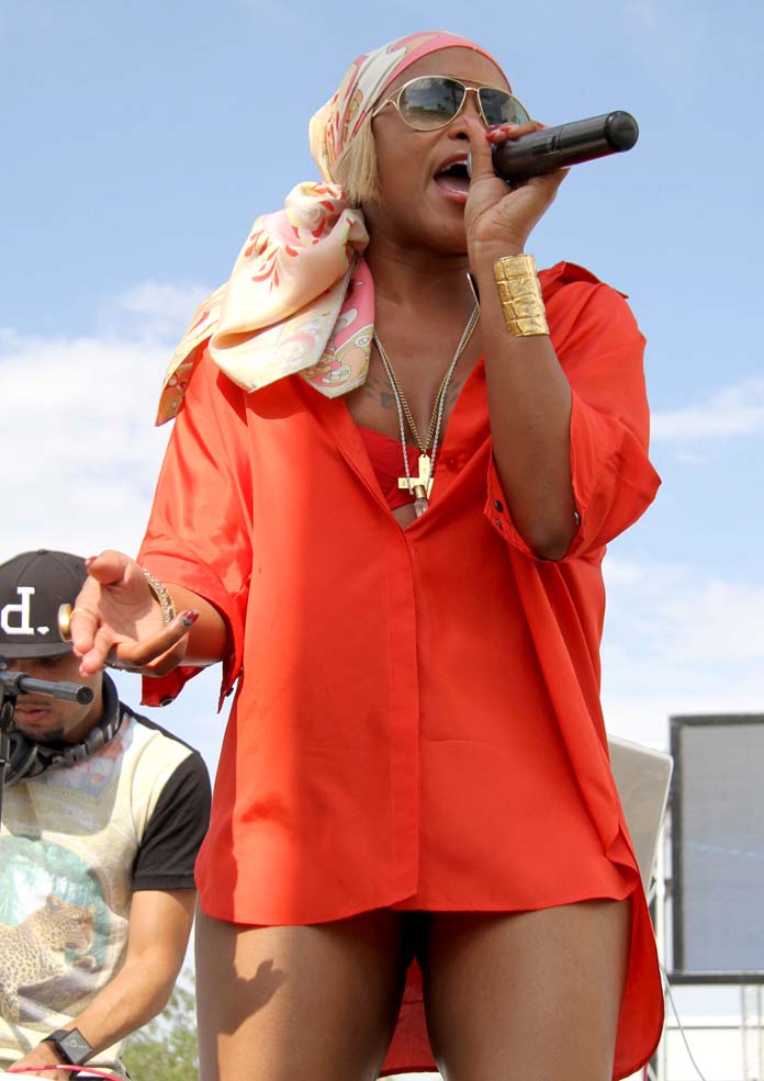 Rapper Eve performs at Bagatelle Beach inside Tropicana Las Vegas Featuring...