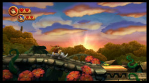 Donkey Kong, Diddy Kong, and Rambi in Donkey Kong Country Returns