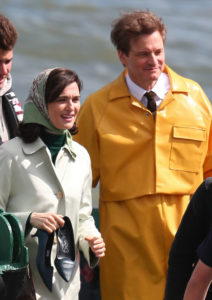Colin Firth on the set of Teignmouth with Rachel Weisz
