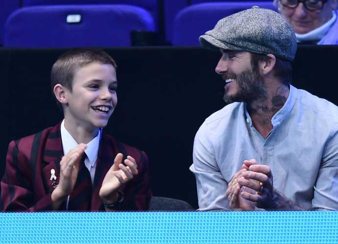 David Beckham and his son Romeo at the ATP World Tour Fina