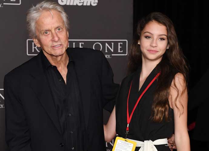 HOLLYWOOD, CA - DECEMBER 10: Actor Michael Douglas (L) and his daughter Carys Zeta Douglas attend the premiere of Walt Disney Pictures and Lucasfilm's 'Rogue One: A Star Wars Story' at the Pantages Theatre on December 10, 2016 in Hollywood, California. (Photo by Ethan Miller/Getty Images)