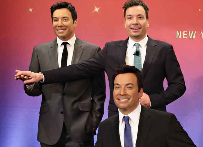 NEW YORK, NY - MARCH 27: Host of NBC's 'The Tonight Show', Jimmy Fallon (Back R) joins Madame Tussauds to debut five unique, brand new, never before seen wax figures of the television host at Madame Tussauds New York on March 27, 2015 in New York City. (Photo by Cindy Ord/Getty Images for Madame Tussauds New York)