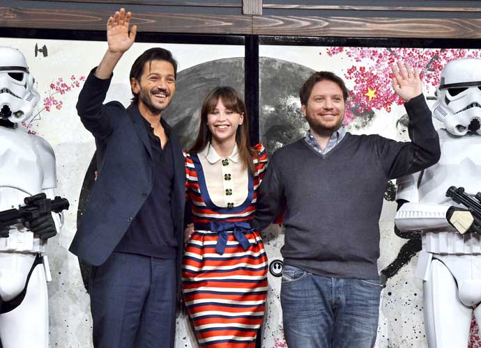 'Rogue One: A Star Wars Story' press conference at The Ritz-Carlton in Tokyo, Japan: Diego Luna, Felicity Jones, Gareth Edwards