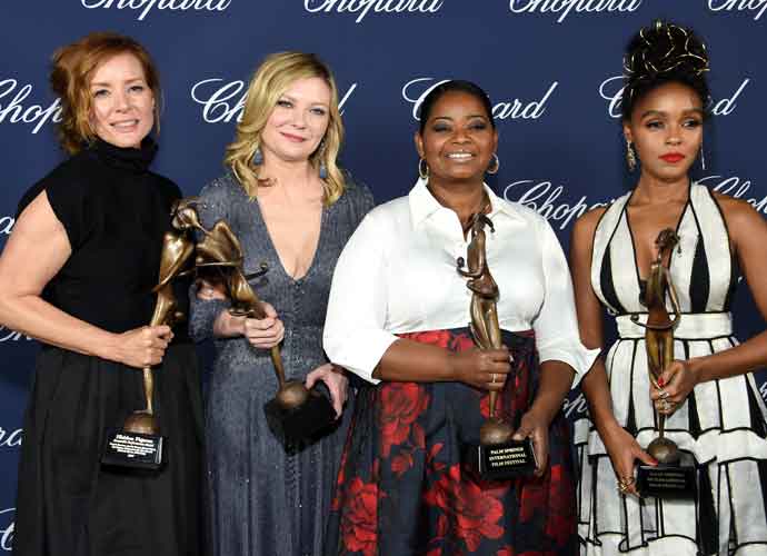 PALM SPRINGS, CA - JANUARY 02: (L-R) Actresses Kimberly Quinn, Kirsten Dunst, Octavia Spencer and Janelle Monae pose with the Ensemble Performance Award during the 28th Annual Palm Springs International Film Festival Film Awards Gala at the Palm Springs Convention Center on January 2, 2017 in Palm Springs, California. (Photo by Michael Kovac/Getty Images for Palm Springs International Film Festival)