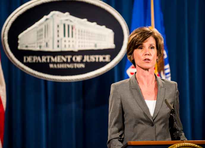 WASHINGTON, DC - JUNE 28: Deputy Attorney General Sally Q. Yates speaks during a press conference at the Department of Justice on June 28, 2016 in Washington, DC. Volkswagen has agreed to nearly $15 billion in a settlement over emissions cheating on its diesel vehicles. (Photo by Pete Marovich/Getty Images)