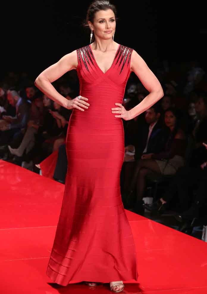 Bridget Moynahan on runway at the American Heart Association's Go Red For Women Red Dress Collection 2017 presented by Macy's at Fashion Week in New York City at Hammerstein Ballroom on February 9, 2017 in New York City.