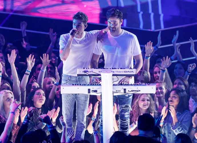 INGLEWOOD, CA - MARCH 05: DJs Andrew Taggart (L) and Alex Pall performonstage at the 2017 iHeartRadio Music Awards which broadcast live on Turner's TBS, TNT, and truTV at The Forum on March 5, 2017 in Inglewood, California. (Photo by Rich Polk/Getty Images for iHeartMedia)