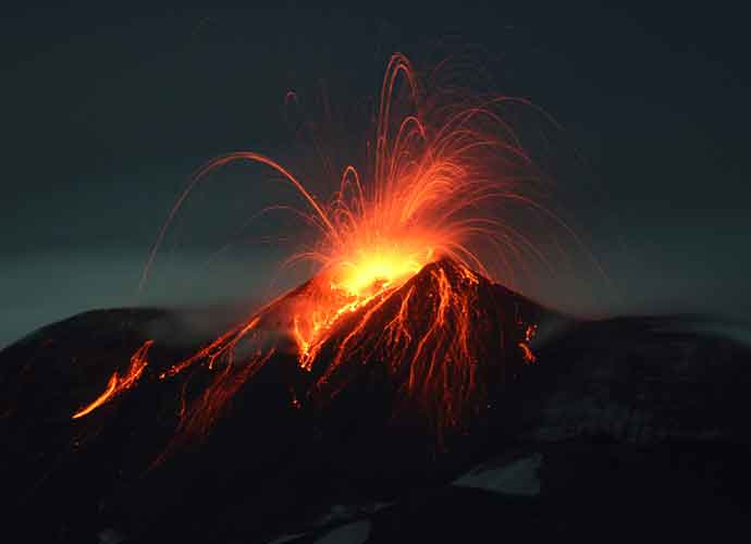 Strombolian activity at the central crater of Mount Etna on Sicily.