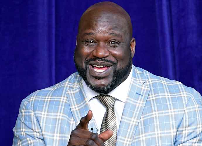 LOS ANGELES, CA - MARCH 24: Former Los Angeles Lakers player Shaquille O'Neal reacts to his former players seated in the audience during unveiling of his statue at Staples Center March 24, 2017, in Los Angeles, California. NOTE TO USER: User expressly acknowledges and agrees that, by downloading and or using this photograph, User is consenting to the terms and conditions of the Getty Images License Agreement. (Photo by Kevork Djansezian/Getty Images)