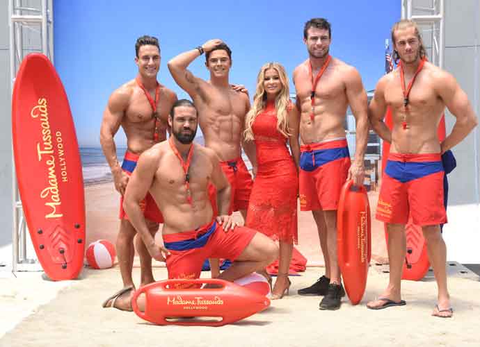 HOLLYWOOD, CA - JULY 12: Madame Tussauds Hollywood unveils new Zac Efron 'Baywatch' wax figure with Carmen Electra and the men of Australia's Thunder from Down Under at Madame Tussauds on July 12, 2017 in Hollywood, California. (Photo by Vivien Killilea/Getty Images for Madame Tussauds Hollywood)