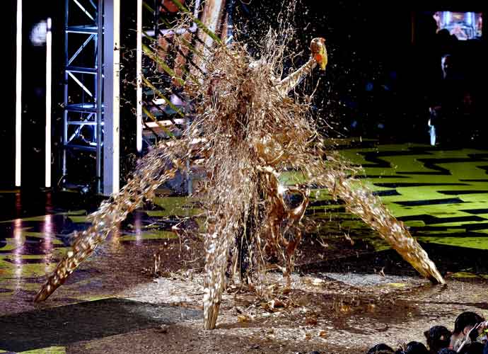 LOS ANGELES, CA - JULY 13: Honoree Michael Phelps gets slimed while accepting the Legend Award onstage during Nickelodeon Kids' Choice Sports Awards 2017 at Pauley Pavilion on July 13, 2017 in Los Angeles, California. (Photo by Kevin Winter/Getty Images)