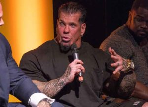 BIRMINGHAM, ENGLAND - MAY 12: Professional bobybuilder Rich Piana during the Q&A session at the premiere of 'Generation Iron 2' at National Exhibition Centre on May 12, 2017 in Birmingham, England. (Photo by Richard Stonehouse/Getty Images for The Vladar Company, Vlad Yudin)