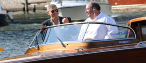 George Clooney leaving the Lido in Venice, Italy, during the 74th Venice Film Festival