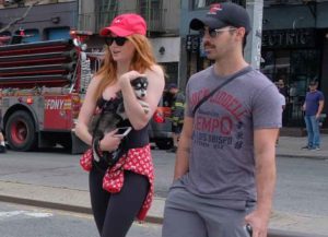 Joe Jonas and Sophie Turner taking a stroll in Soho with her dog