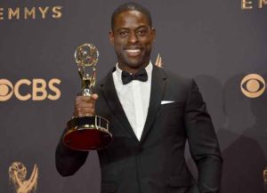 LOS ANGELES, CA - SEPTEMBER 17: Actor Sterling K. Brown, winner of Outstanding Lead Actor in a Drama Series for 'This Is Us', poses in the press room during the 69th Annual Primetime Emmy Awards at Microsoft Theater on September 17, 2017 in Los Angeles, California. (Photo by Alberto E. Rodriguez/Getty Images)