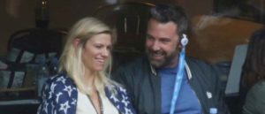 Benn Affleck and Lindsay Shookus at the Men's Final match of the 2017 Tennis U.S. Open between Rafeal Nadal and Kevin Anderson