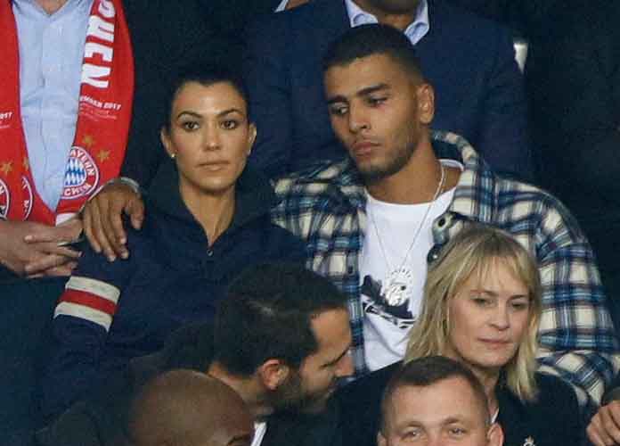Kourtney Kardashian and Younes Bendjima watch the UEFA Champions League group B match between Paris Saint-Germain (PSG) and Bayern Muenchen (Bayern Munich) at Parc des Princes