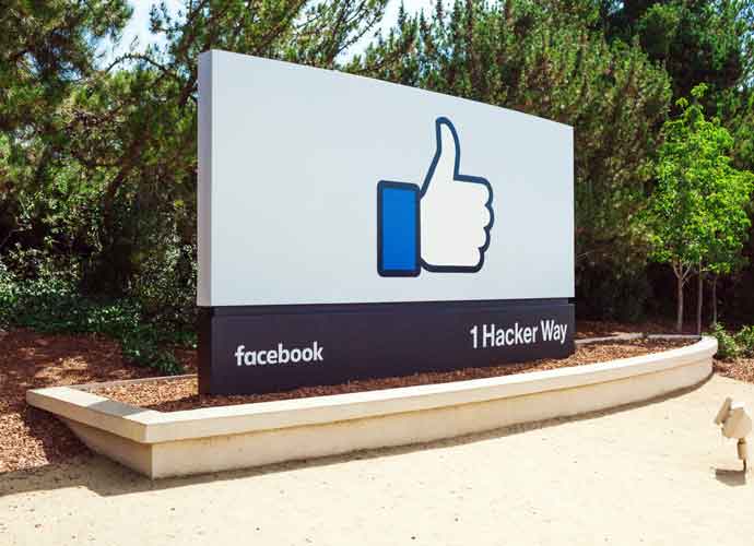 The sign outside the main entrance to Facebook HQ.
