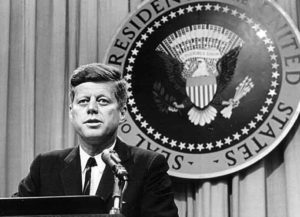 John F. Kennedy 381091 27: President John F. Kennedy speaks at a press conference August 1, 1963. (Photo by National Archive/Newsmakers)