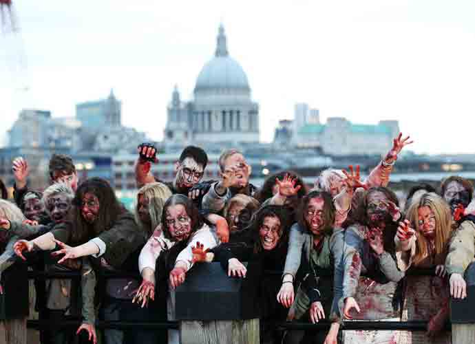 The Walking Dead descend on ‘Walkerloo’ - 100 ‘Walkers’ in gory prosthetics marked the 100th episode of the hit TV show The Walking Dead, which premieres on Fox tonight at 9pm. After eight hours in make-up, the 100 fanatics walked from the Southbank and over Waterloo Bridge before converging on the London underground, shocking commuters in their path.