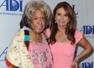 BEVERLY HILLS, CA - MAY 08: Actresses Della Reese and Roma Downey arrive at the Anti-Defamation League entertainment industry dinner honoring Roma Downey and Mark Burnett at The Beverly Hilton Hotel on May 8, 2014 in Beverly Hills, California. (Photo by Angela Weiss/Getty Images)