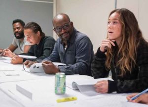 Lennie James at a table read with “Fear” co-stars Colman Domingo, Frank Dillane and Alycia Debnam-Carey