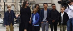 Angelina Jolie with her children Shiloh, Maddox, Vivienne Marcheline, Pax Thien, Zahara Marley, Knox Leon visit the Louvre in Paris