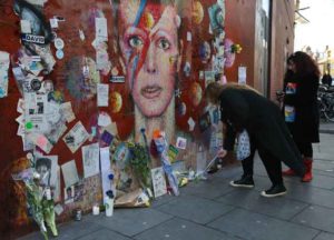 David Bowie’s fans visits the David Bowie Memorial in Brixton, South London to remember the English singer-songwriter on the second anniversary of his death.