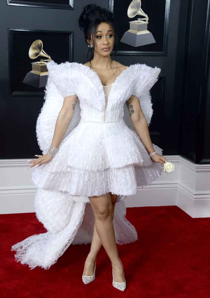 Cardi B Looked Stunning At The Grammys In White Ashi Studio Gown