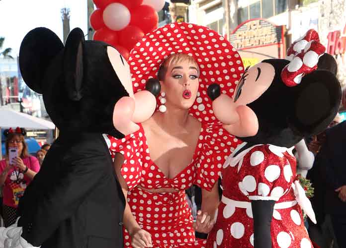 Katy Perry, Minnie Mouse & Mickey Mouse at Hollywood Walk of Fame Star Ceremony (Image: Getty)