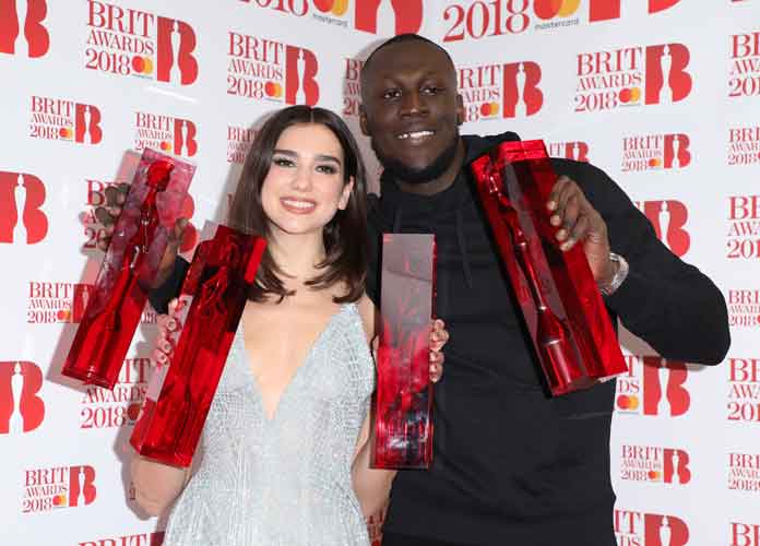 Stormzy & Dia Lupa at Stormzy & Dia Lupa at The Brit Awards Winners Room 2018 - Arrivals