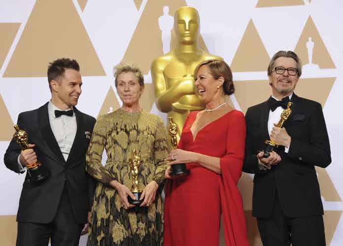 Sam Rockwell, Frances McDormand, Allison Janney, Gary Oldman at The 90th Annual Academy Awards Press Room