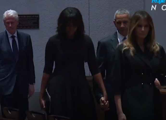 Melania Trump Seen Smiling With Barack Obama At Barbara Bush's Funeral