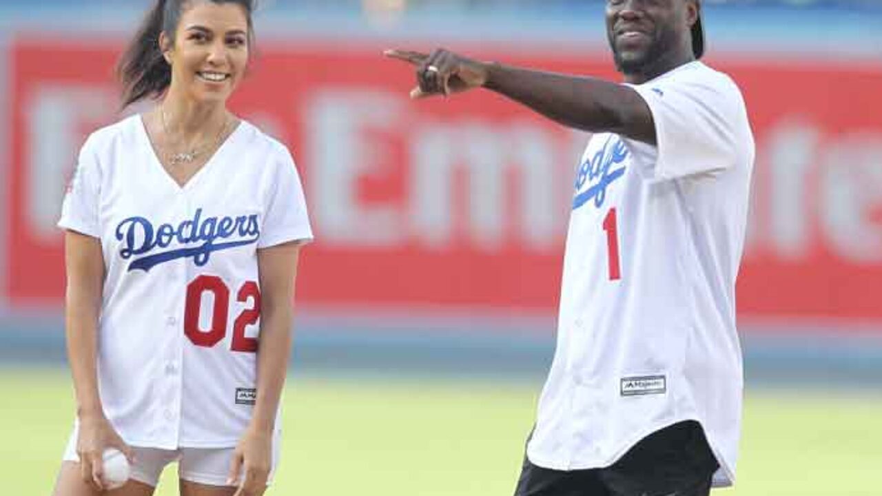 Kourtney Kardashian, Kevin Hart Throw Out Dodgers First Pitch: Pics