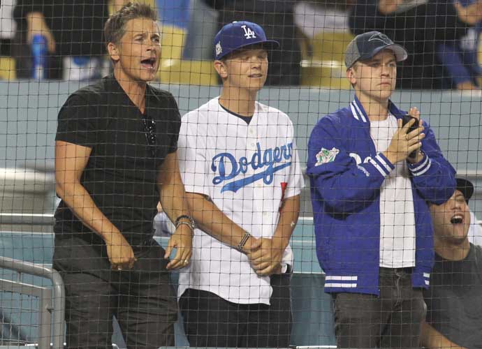 Rob Lowe & Sons John And Matthew Lowe Take In Dodgers Game In L.A.