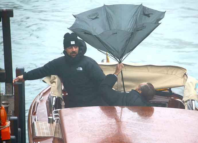 Jude Law Struggles With Umbrella During Filming 'The Young Pope' Season 2