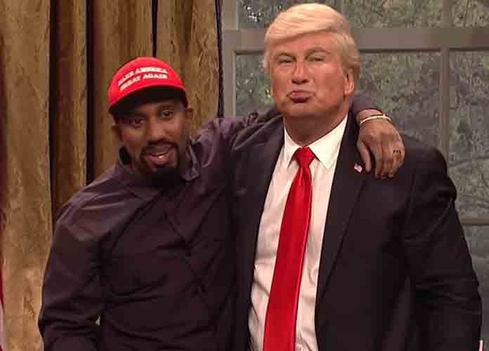 SNL spoofs Trump-Kanye White House meeting, with Chris Redd playing West and Alec Baldwin as Trump (Image: NBC)