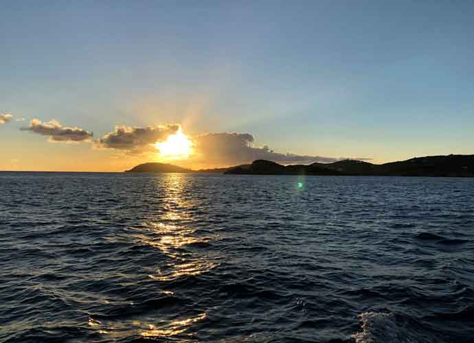 Sunset cruise view of St. Thomas, U.S. Virgin Islands