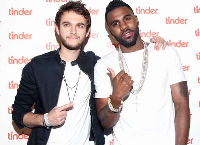 SANTA MONICA, CA - JUNE 17: DJ Zedd (L) and singer Jason Derulo attend the Tinder Plus Launch Party featuring Jason Derulo and ZEDD at Hangar 8 Santa Monica at Barker Hangar on June 17, 2015 in Santa Monica, California. (Photo by Tommaso Boddi/Getty Images for Tinder)