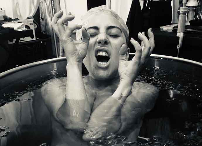 Lady Gaga takes an ice bath