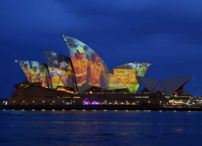 SYDNEY, AUSTRALIA - JANUARY 11: Images taken during the ongoing bushfire crisis are projected on the sails of the Sydney Opera House on January 11, 2020 in Sydney, Australia. The projections are to show support for communities affected by bushfires around Australia and the firefighters who have been defending them.
