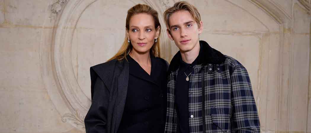Uma Thurman Attends Paris Fashion Week With Look-Alike Son Levon ...